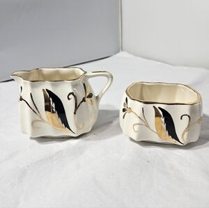 Vintage Staffordshire England Sandland Ware Sugar & Creamer Set MCM Mid-Century